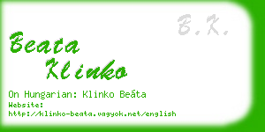 beata klinko business card