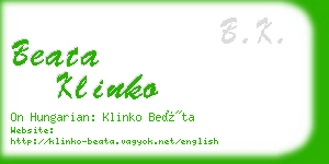 beata klinko business card